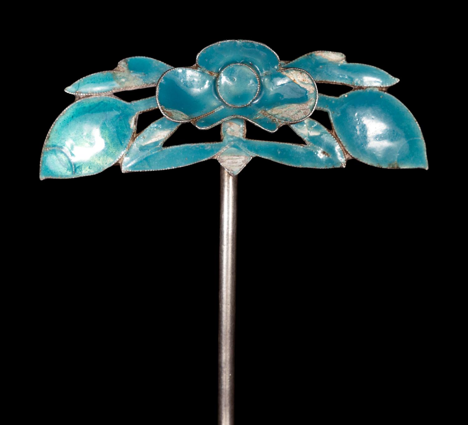 Five Chinese Enamel on Silver Hairpins