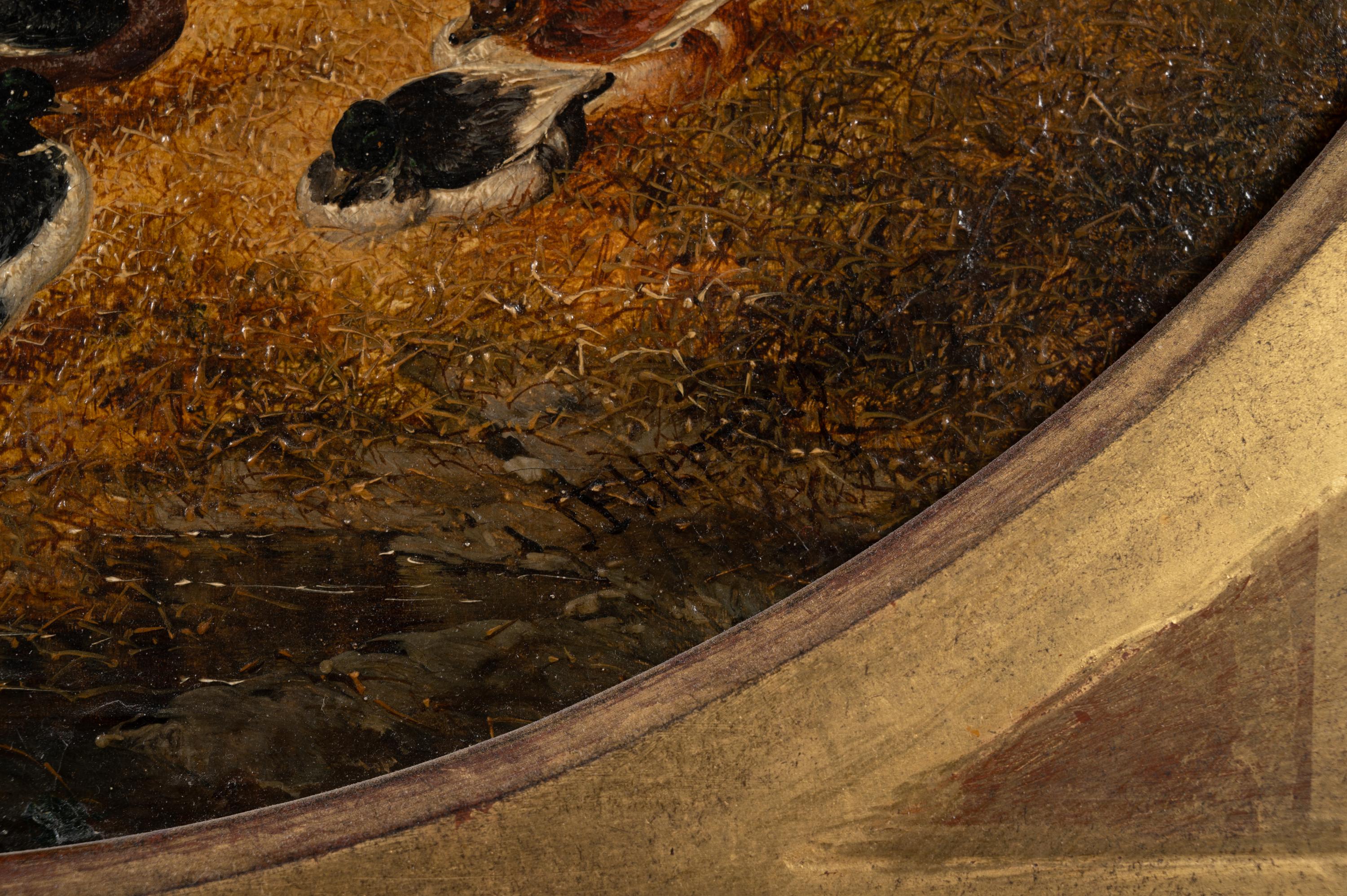 Farmyard Scene with Horses and Ducks