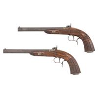 Cased Pair of Percussion Target Pistols by Bekker & Rauscher 1840-1860