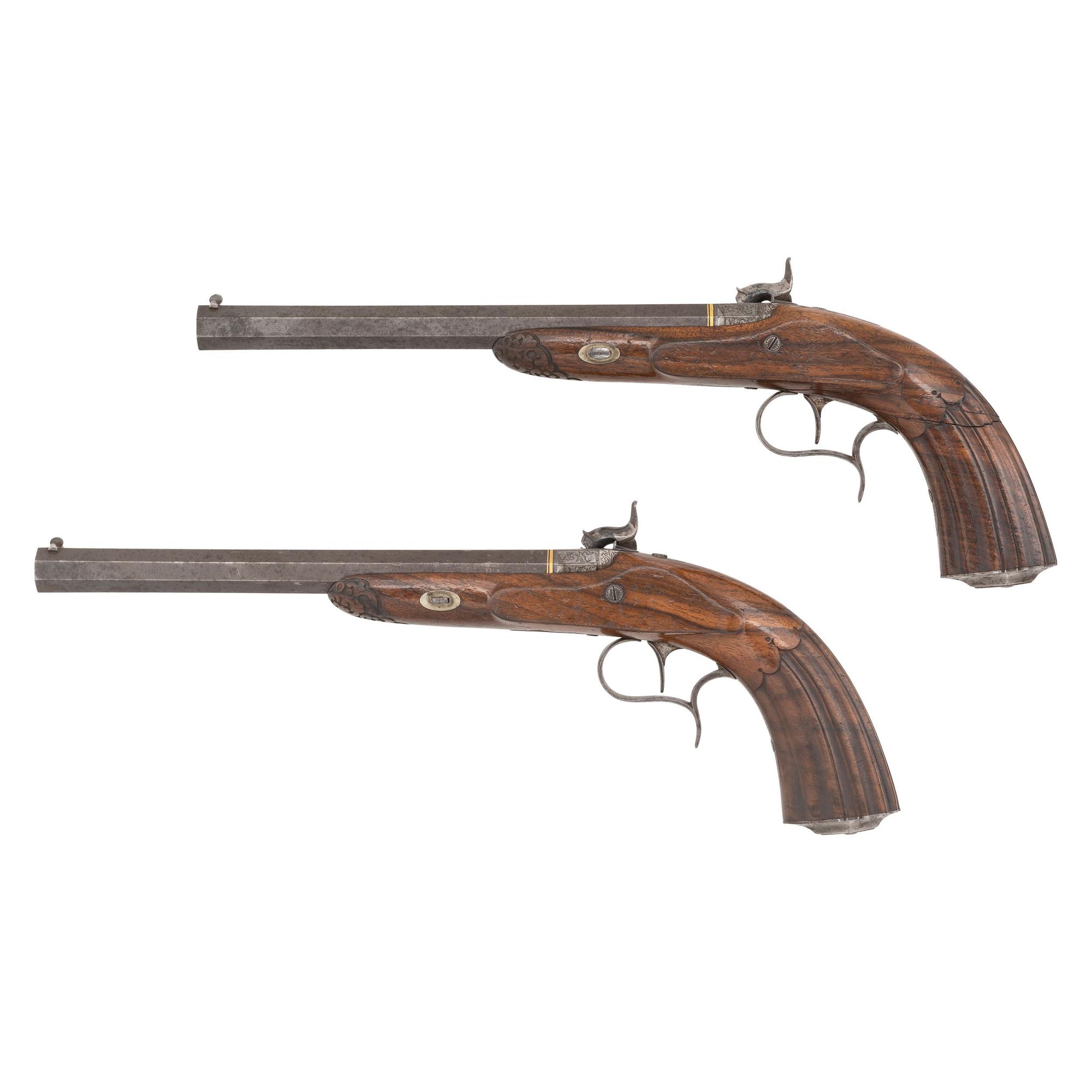 Cased Pair of Percussion Target Pistols by Bekker & Rauscher 1840-1860