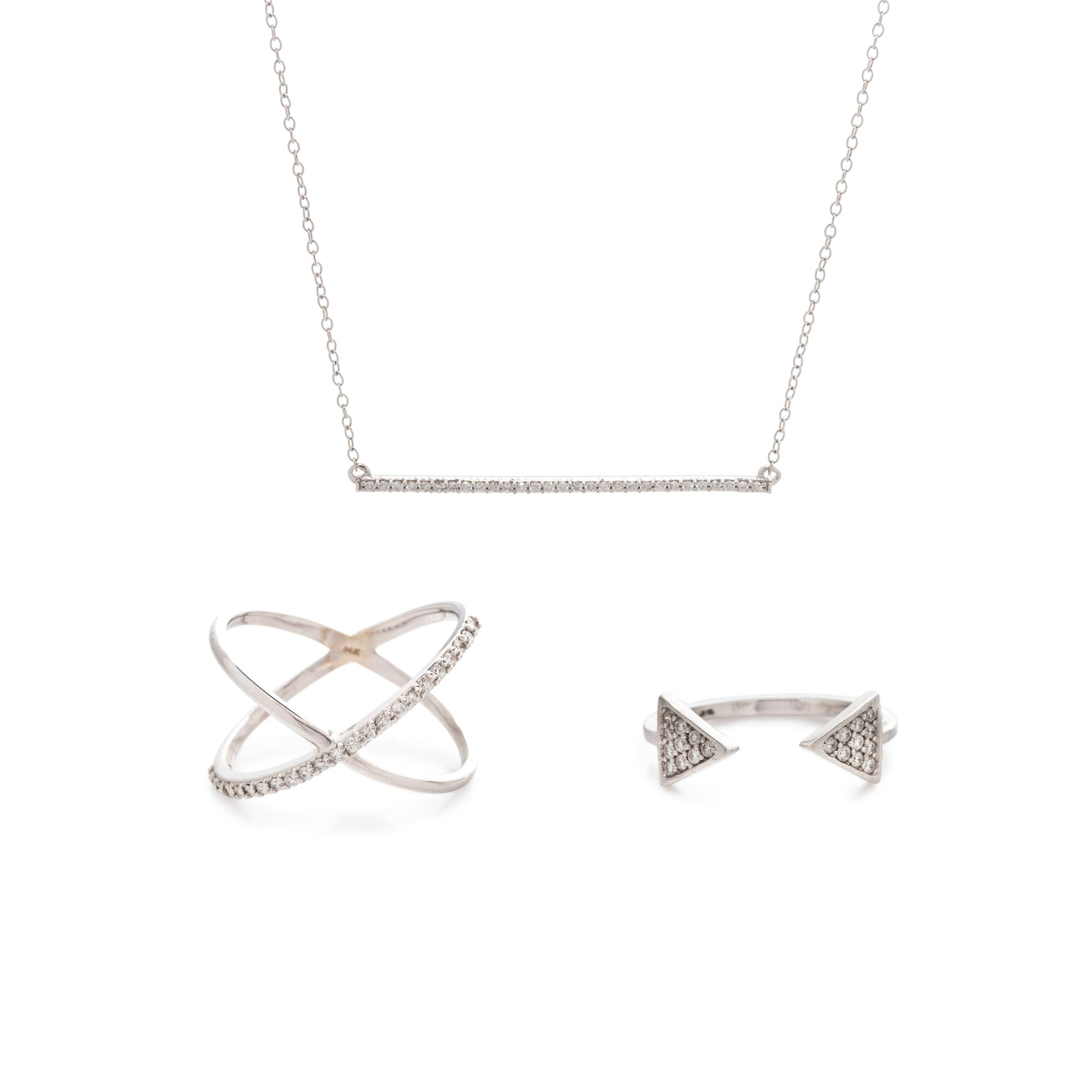 COLLECTION OF WHITE GOLD AND DIAMOND JEWELRY