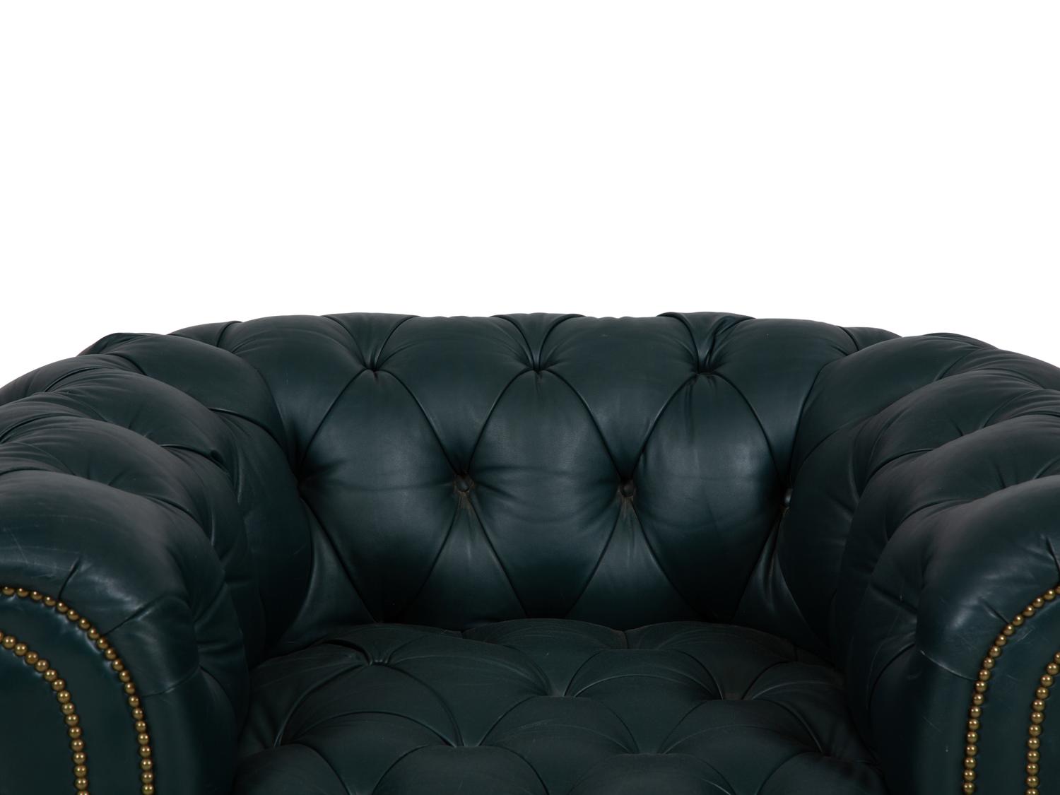 A Chesterfield Style Button-Tufted Leather Armchair