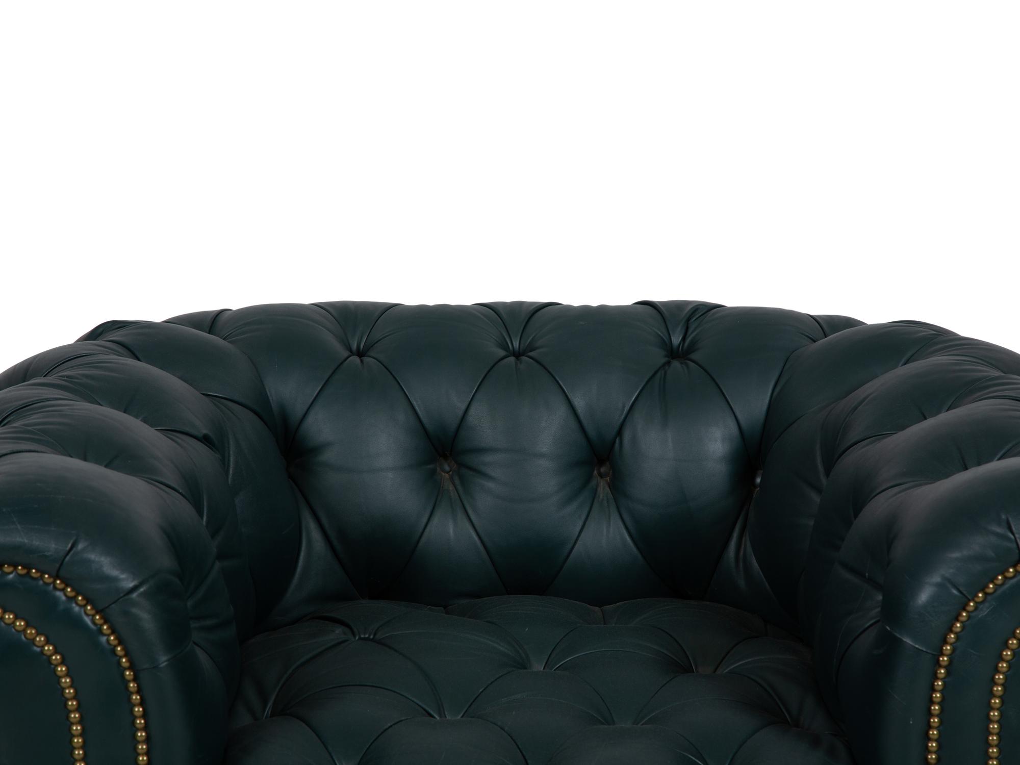 A Chesterfield Style Button-Tufted Leather Armchair