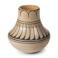 Crucita Calabaza, Blue Corn (San Ildefonso, 1921-1999) — Polychrome Pottery Vase, with Repeating Feathers