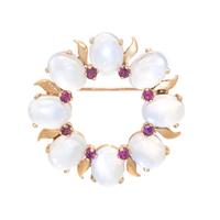 TIFFANY & CO., MOONSTONE AND RUBY BROOCH