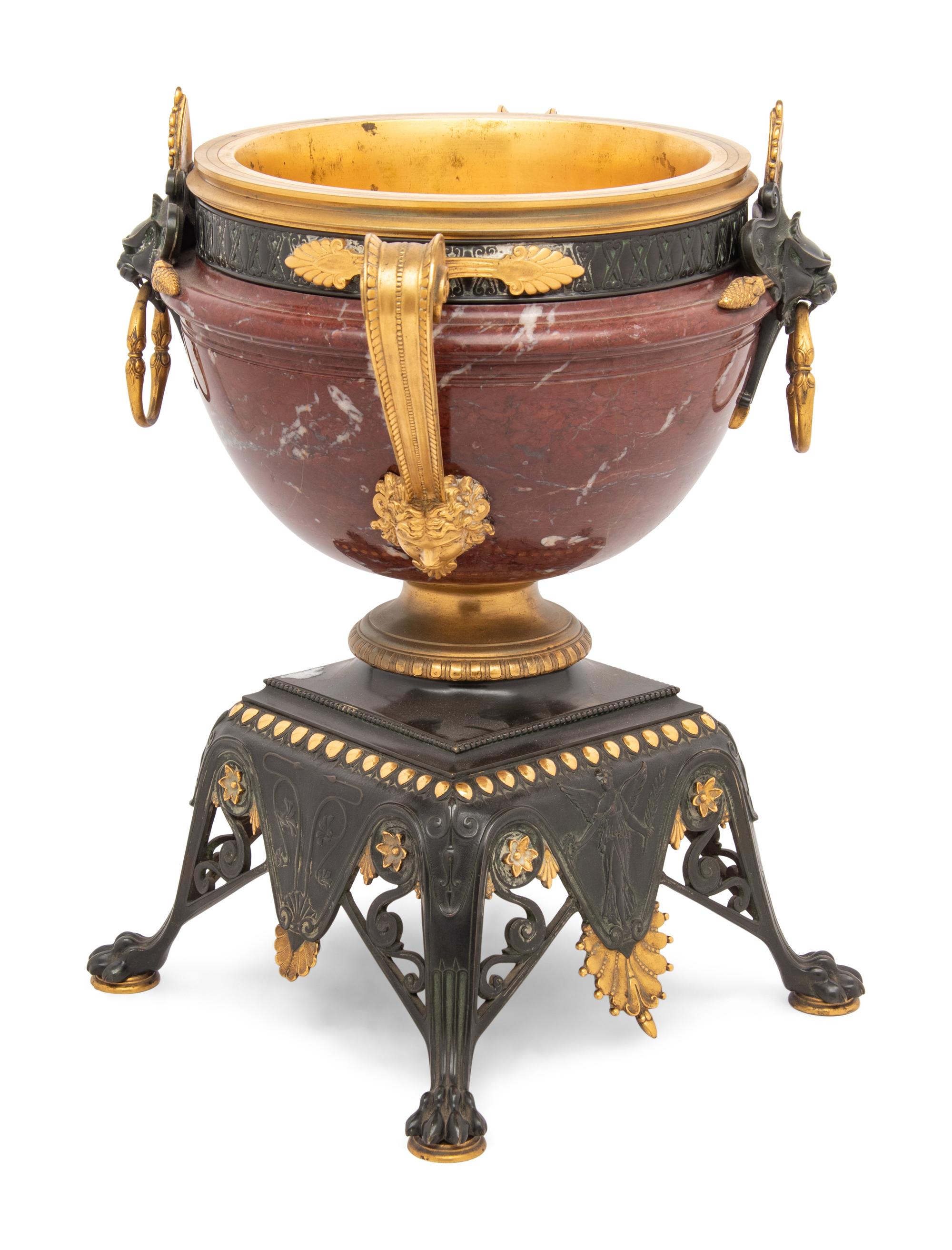 A French Gilt and Patinated Bronze Marble Centerpiece