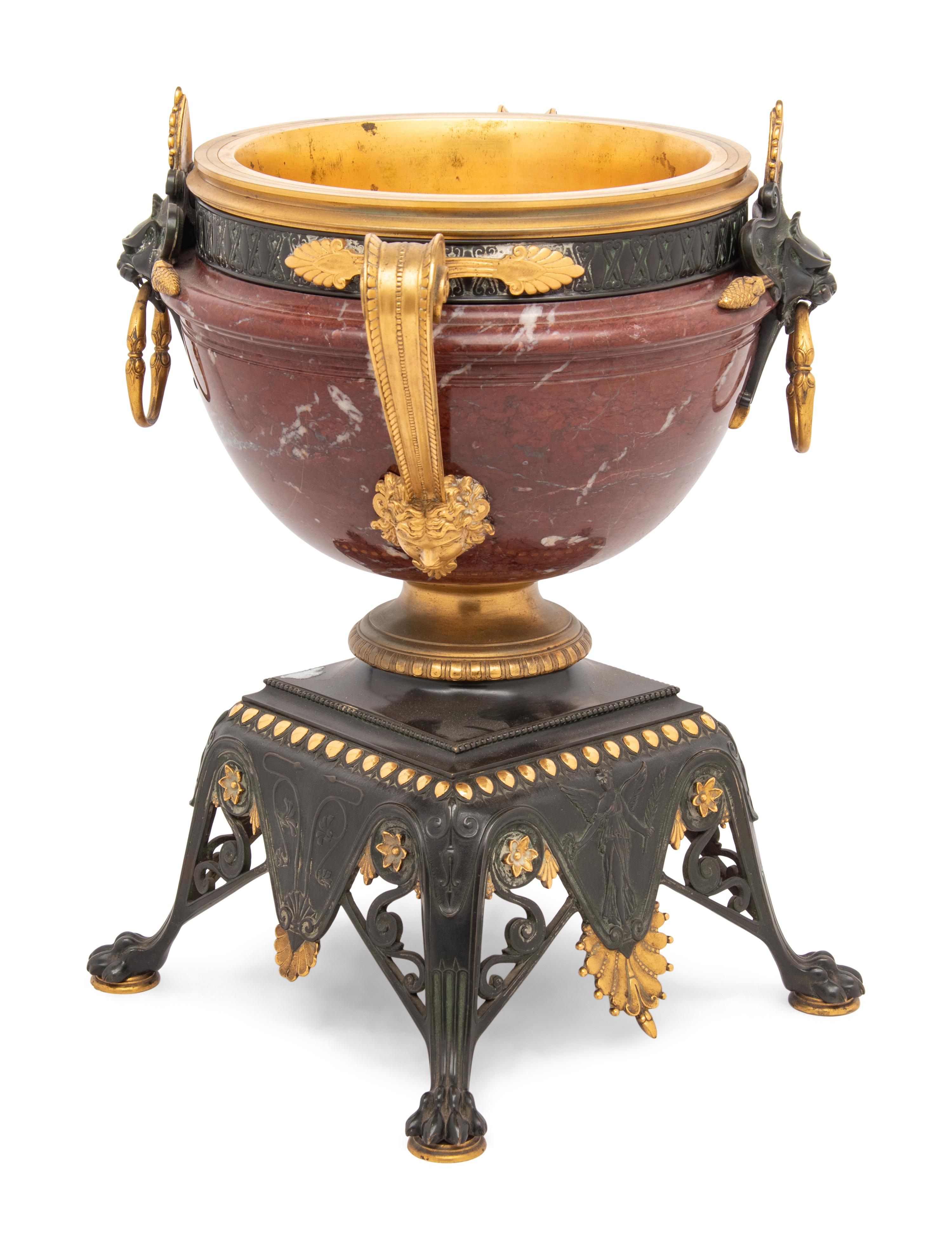A French Gilt and Patinated Bronze Marble Centerpiece