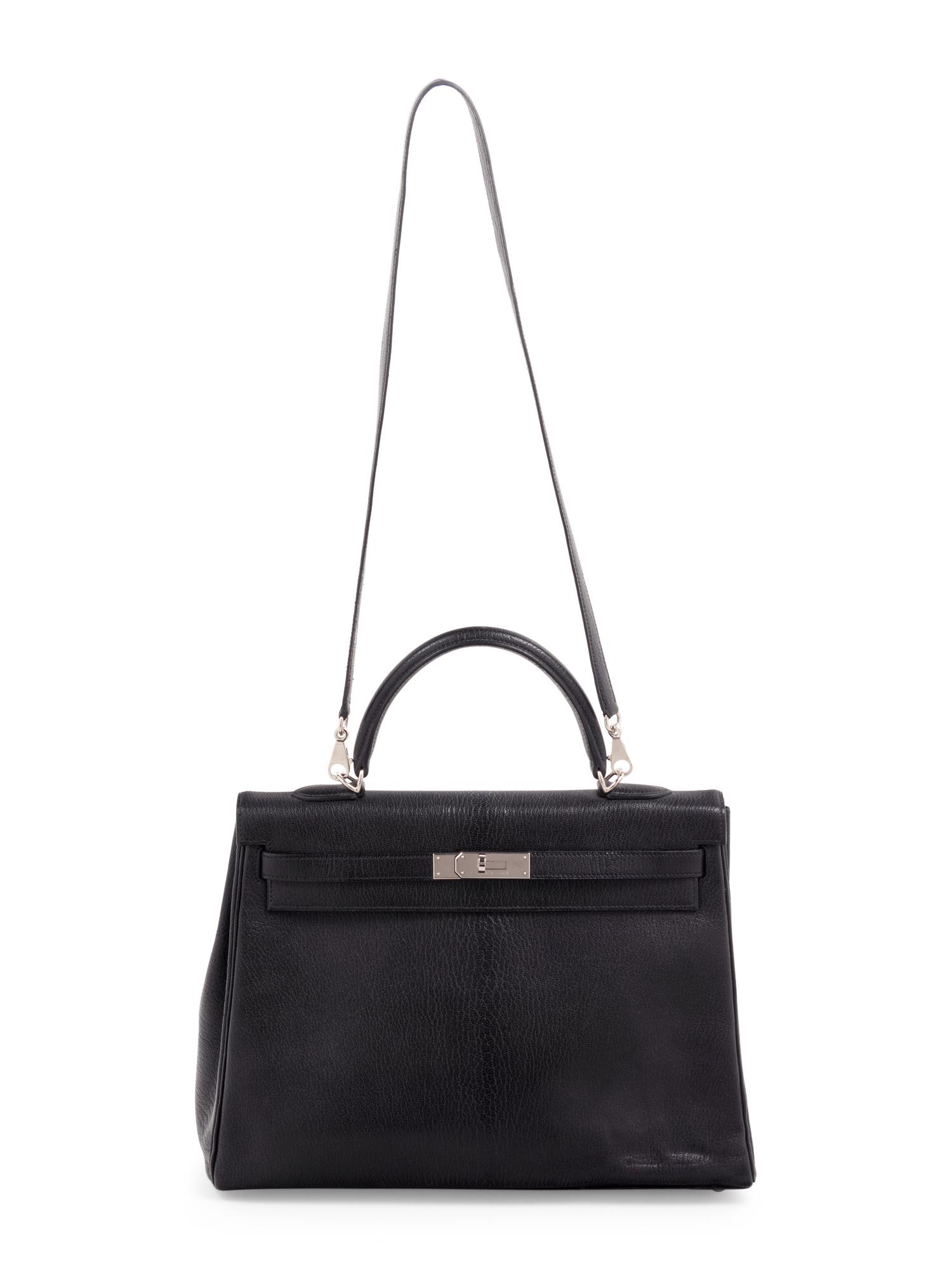 Hermès Black Leather 35cm Kelly Bag, 2001