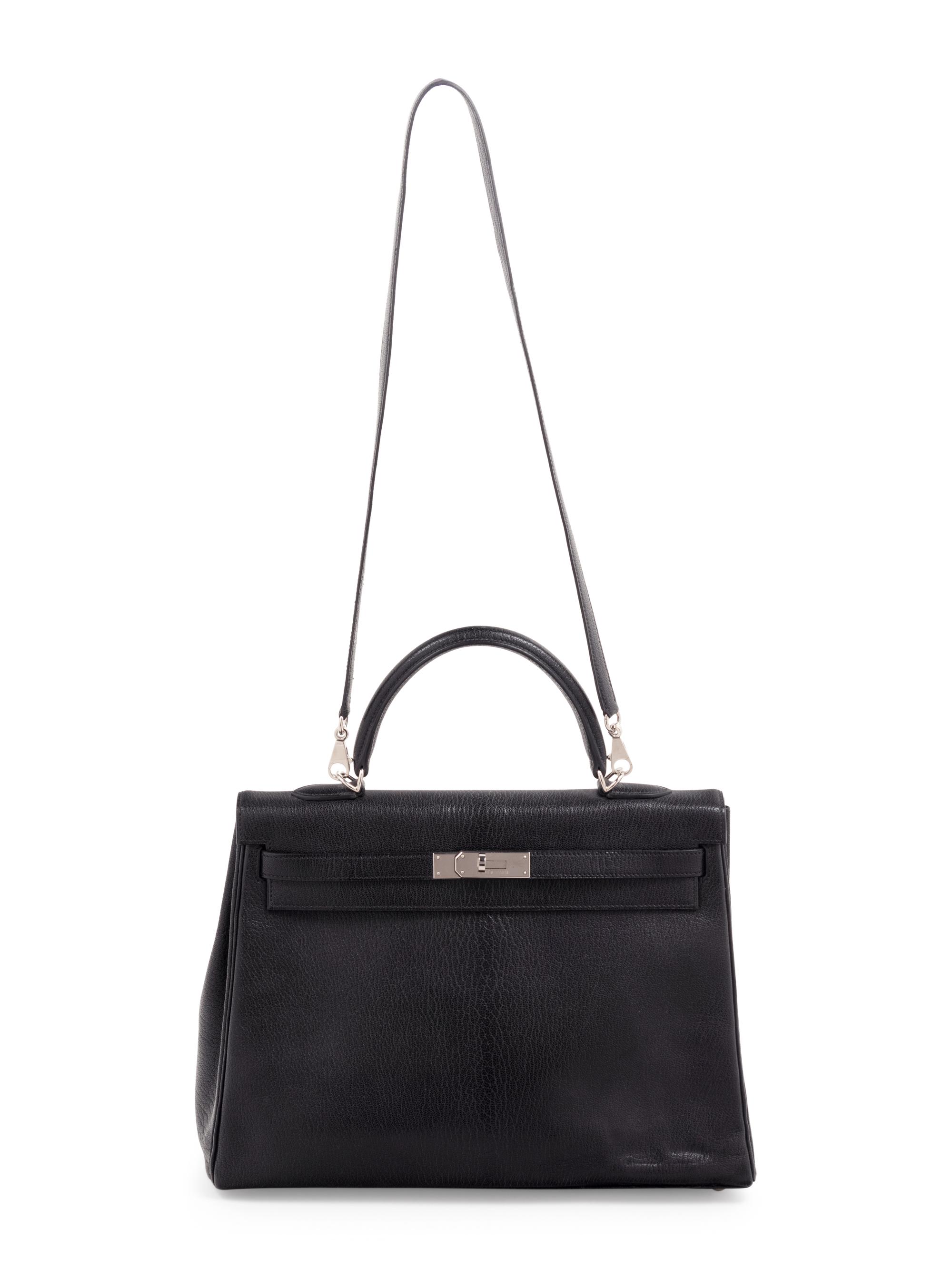 Hermès Black Leather 35cm Kelly Bag, 2001