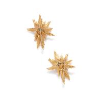 PAIR OF YELLOW GOLD AND DIAMOND BROOCHES