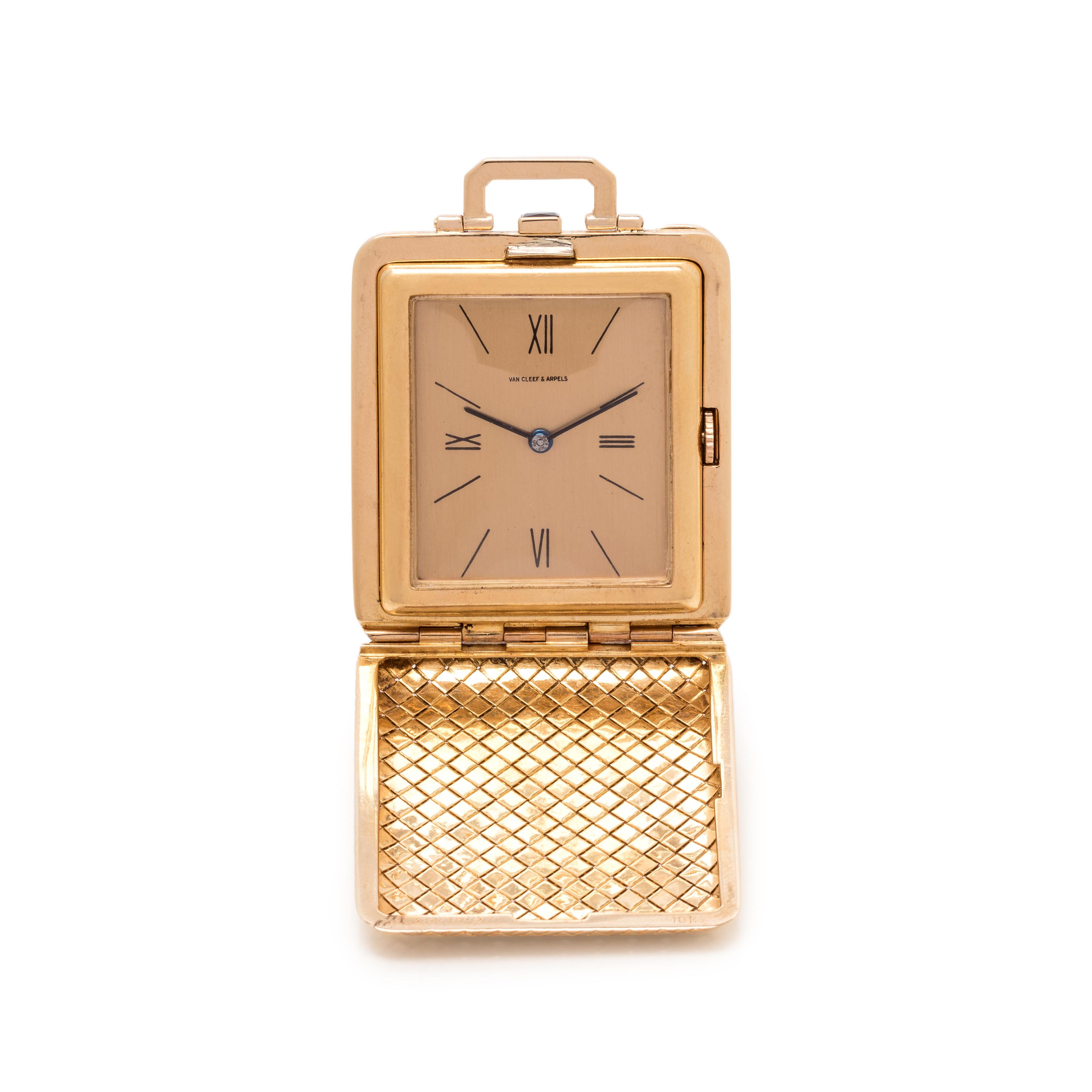 VAN CLEEF & ARPELS, ULYSSE NARDIN, 18K YELLOW GOLD TRAVEL CLOCK