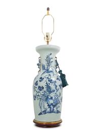 A Blue and White Porcelain Vase Mounted as a Lamp
