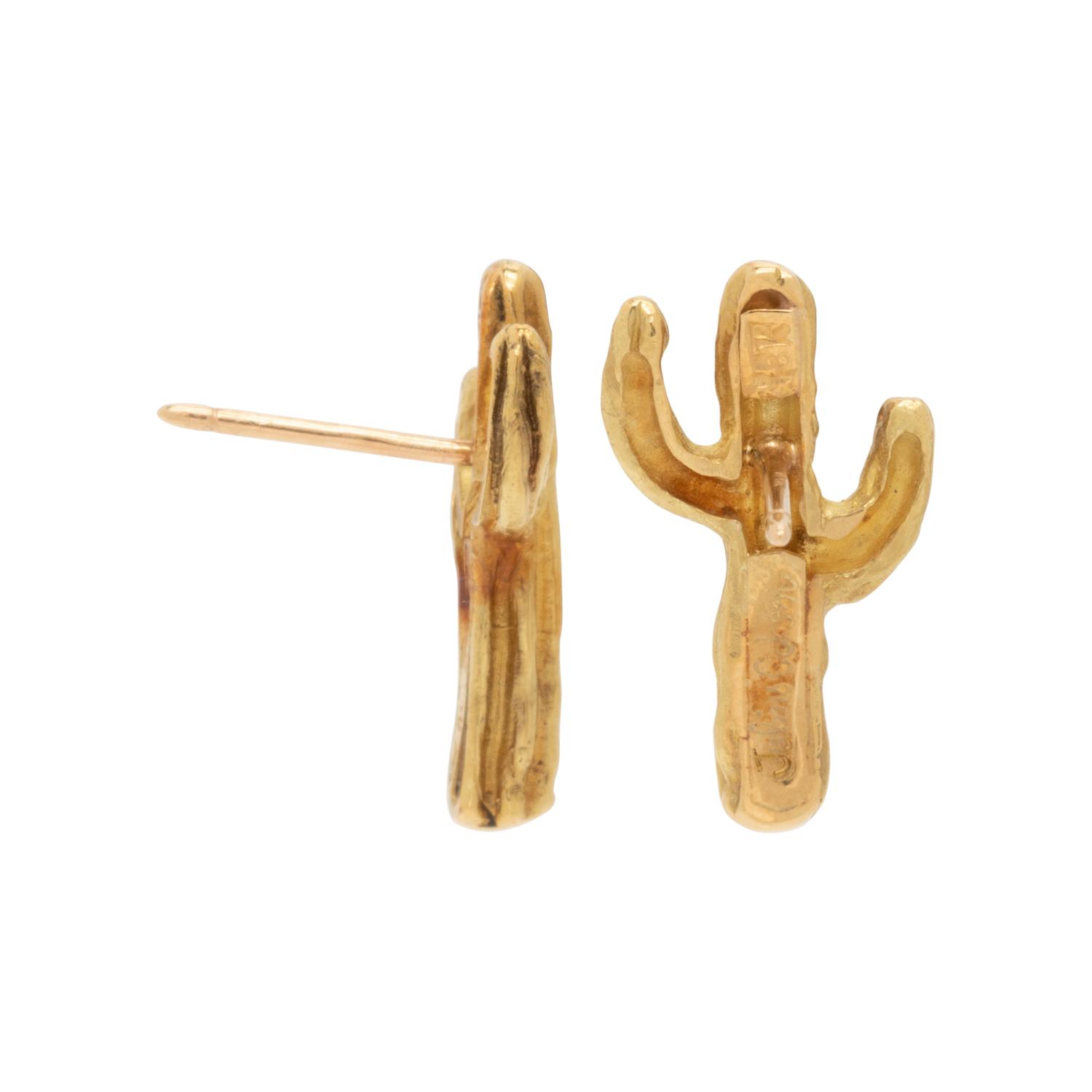 JULIUS COHEN, YELLOW GOLD CACTUS EARRINGS
