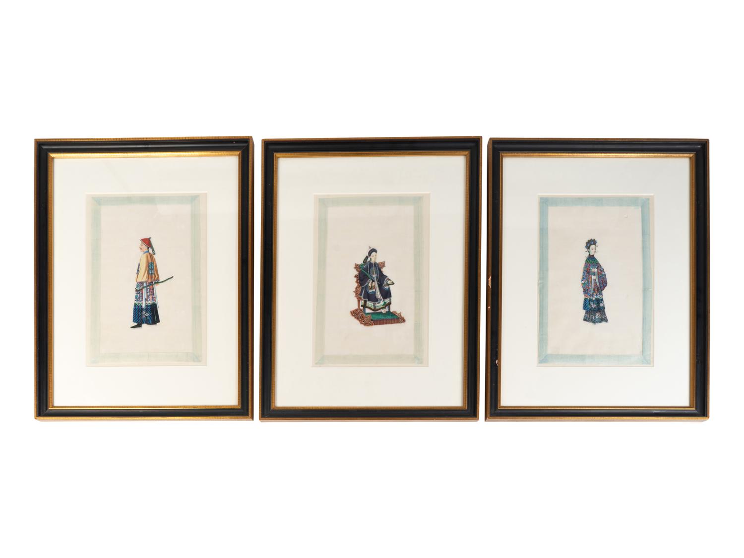 A Set of Twelve Chinese Export Pith Paintings of Imperial Court Figures