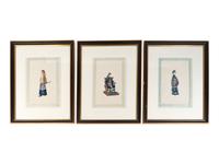 A Set of Twelve Chinese Export Pith Paintings of Imperial Court Figures