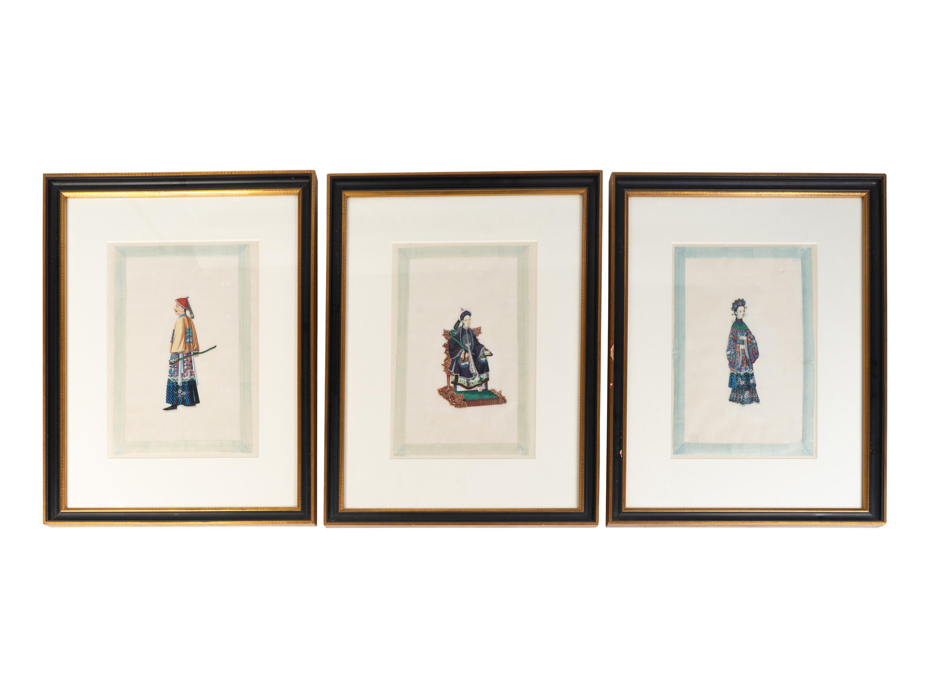 A Set of Twelve Chinese Export Pith Paintings of Imperial Court Figures