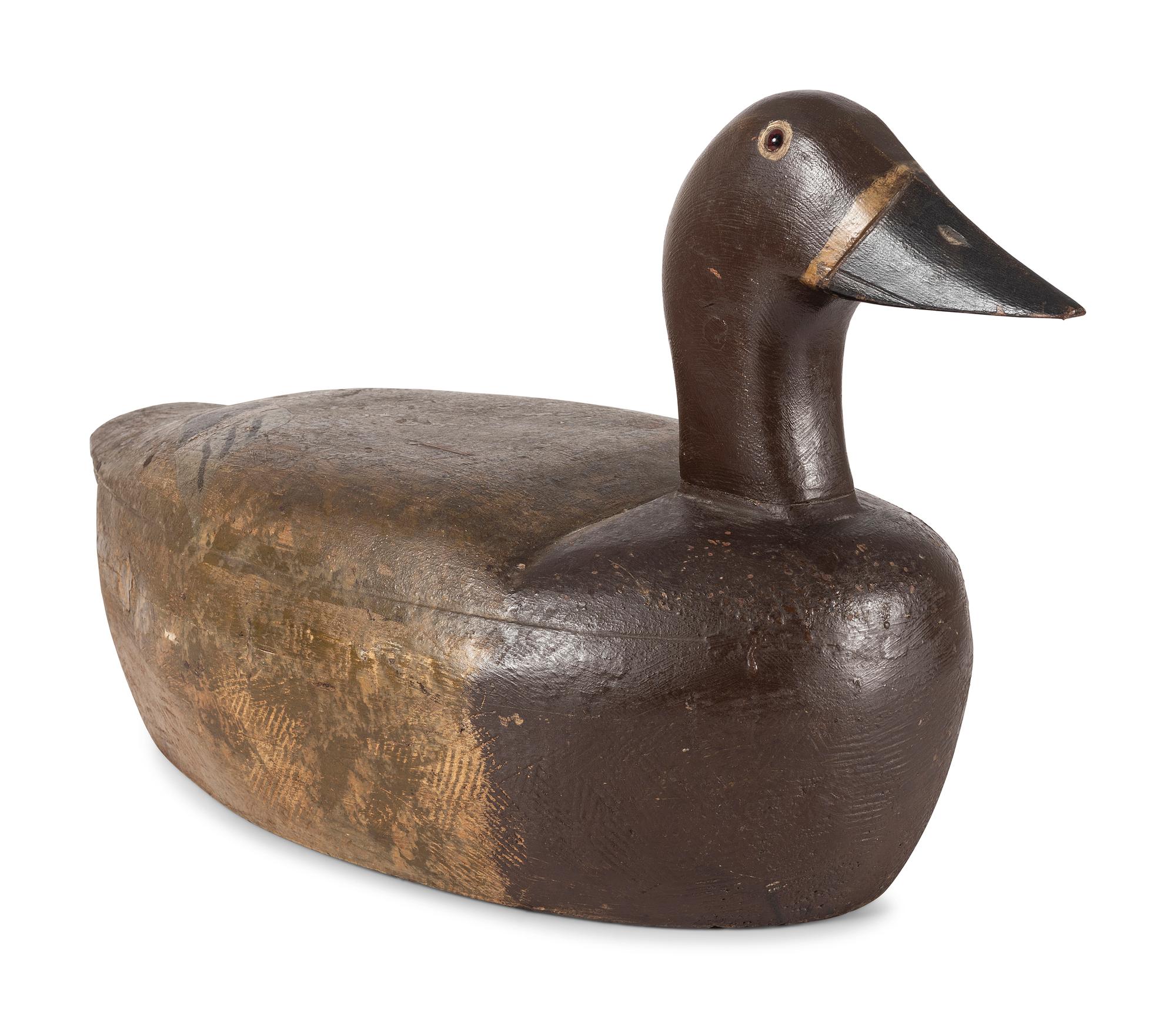 A Large Painted Wood Duck Decoy