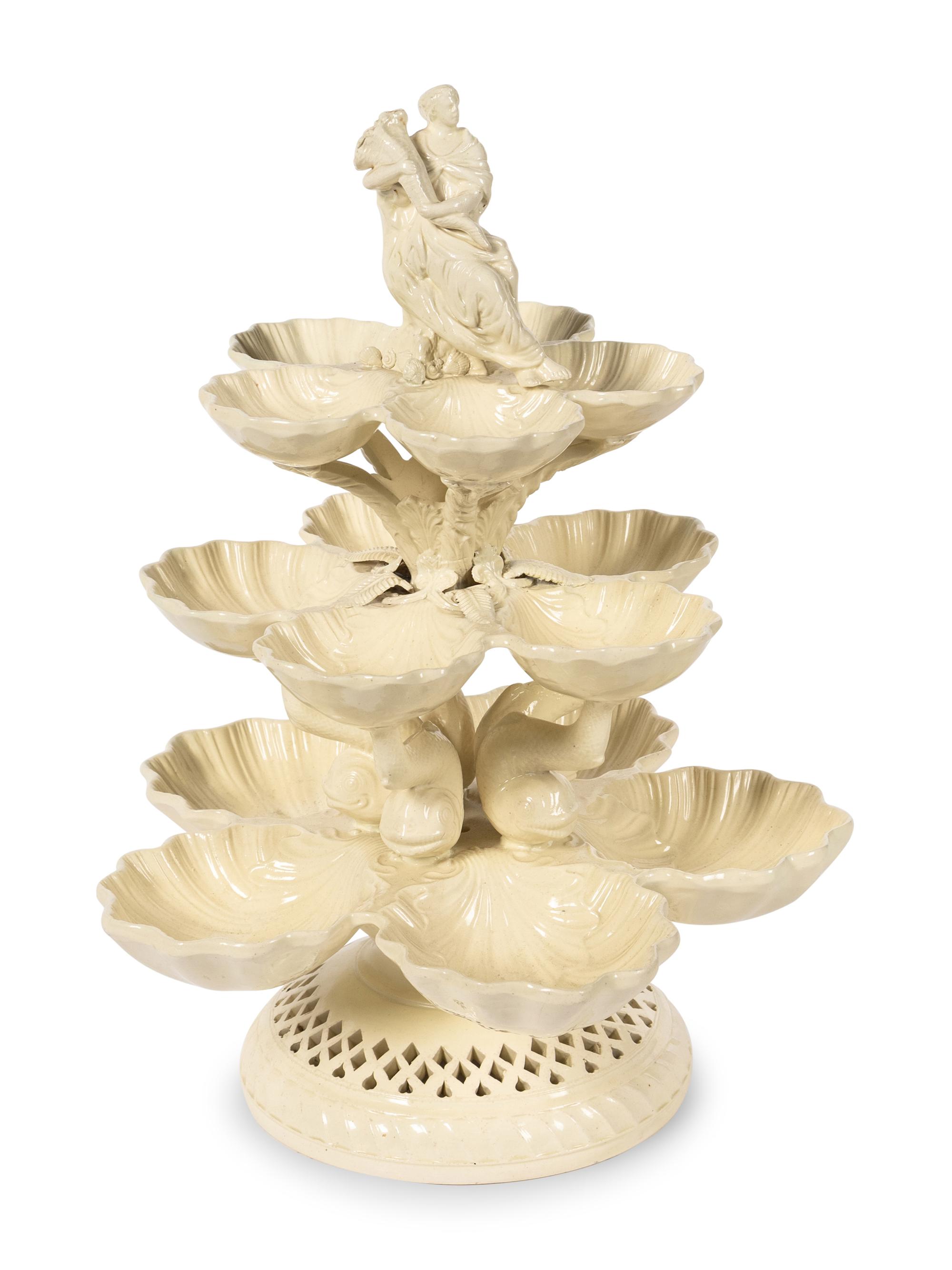 An English Creamware Grand Plat de Ménage