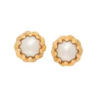 TIFFANY & CO., YELLOW GOLD AND MABÉ PEARL 'SCALLOPED SWIRL' EARRINGS