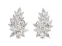 A Pair of Platinum and Diamond Earclips, 11.95 dwts.