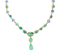 YELLOW GOLD, EMERALD AND SAPPHIRE NECKLACE