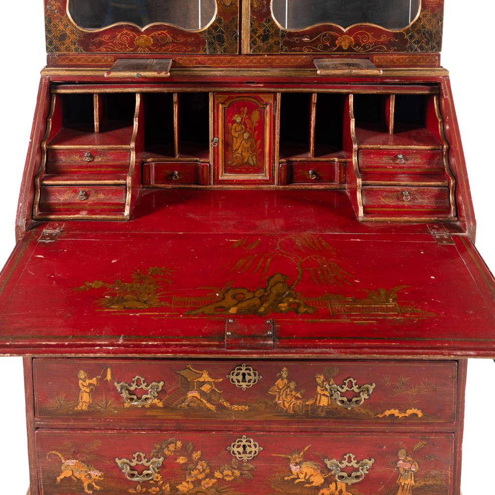 A George III Red-Japanned Bureau Bookcase