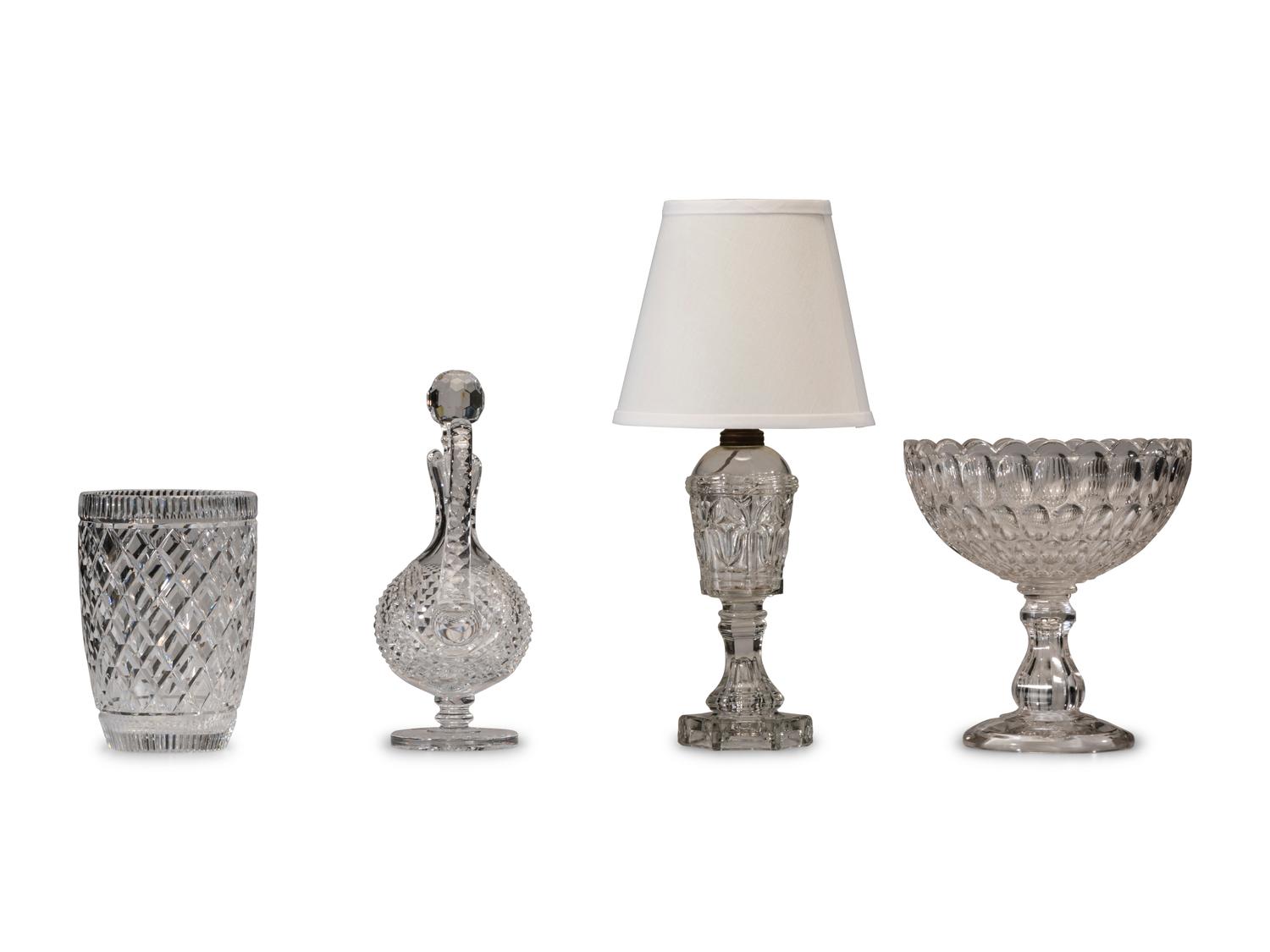 Four Cut and Molded Glass Table Articles