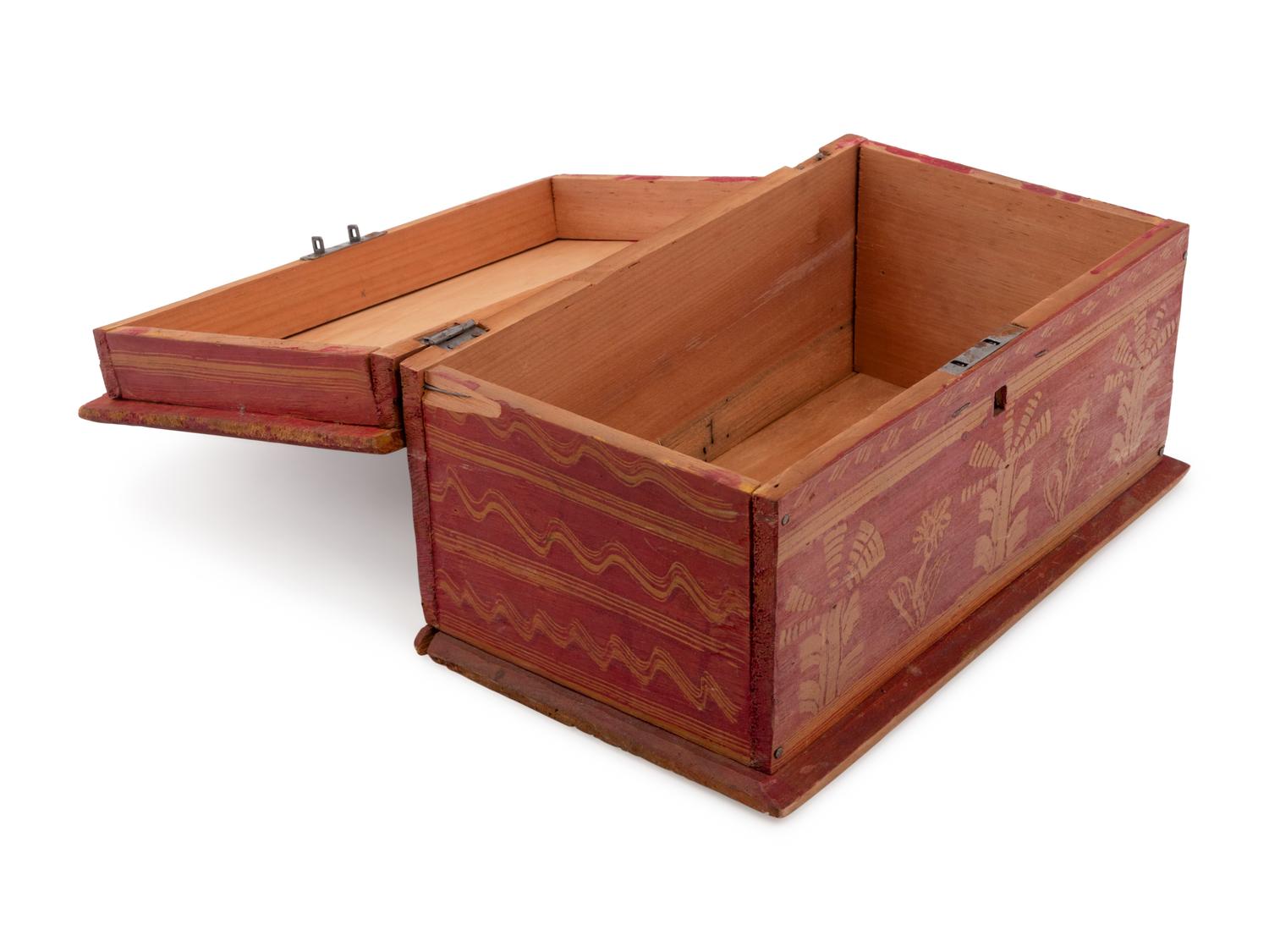 An American Polychrome and Parcel-Gilt Pine Table Casket
