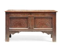 A James II carved oak coffer, late 17th century