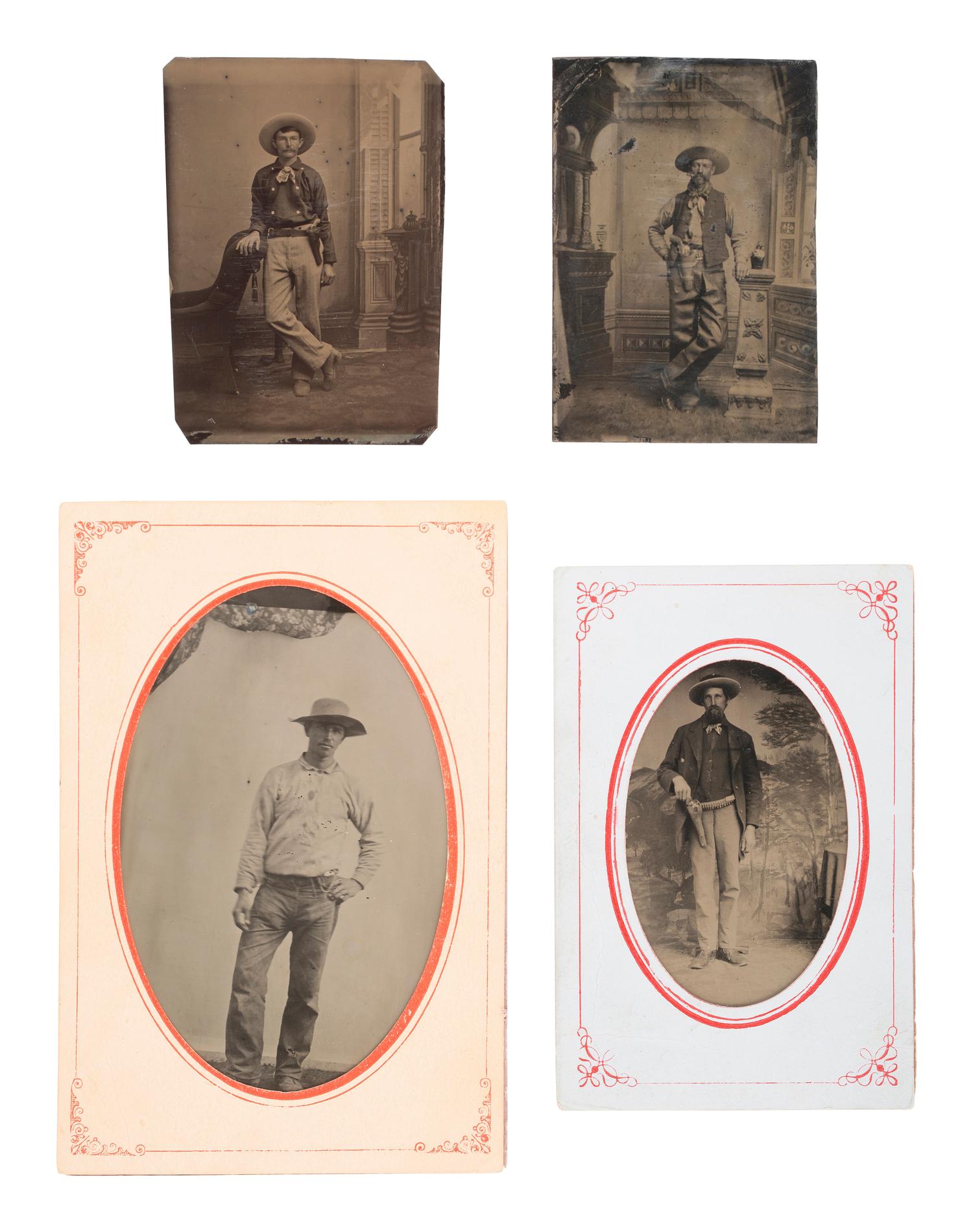 [WESTERN AMERICANA]. 11 tintypes of cowboys and gunslingers.