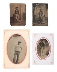 [WESTERN AMERICANA]. 11 tintypes of cowboys and gunslingers.