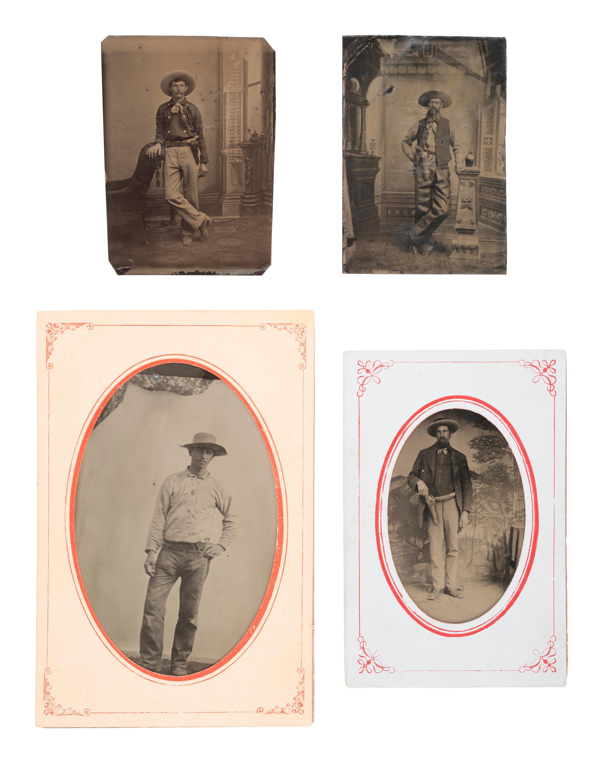 [WESTERN AMERICANA]. 11 tintypes of cowboys and gunslingers.