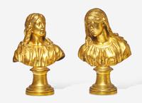 A Pair of Continental Gilt Bronze Busts
