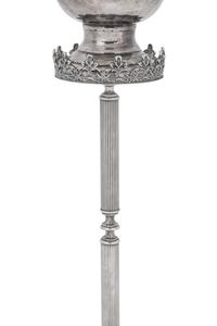 A Silvered Metal Candle Stand