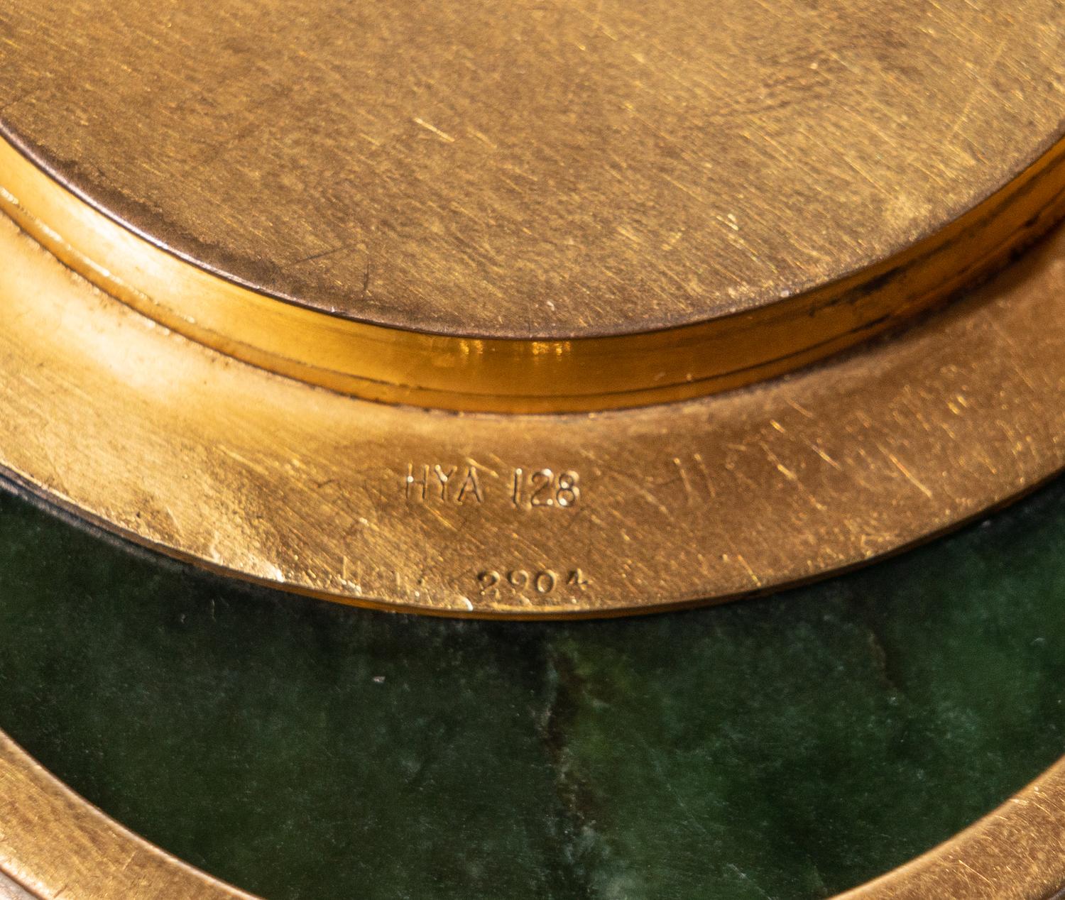 A Cartier Yellow Gold, Lapis Lazuli and Jade-Cased Desk Clock