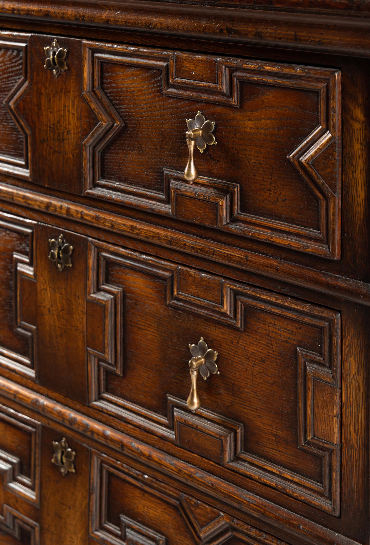 A Charles II Style Oak Chest of Drawers