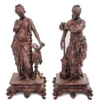 A Pair of Continental Cast Metal Figures Height 18 inches.