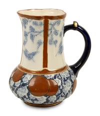 A Collection of Eight English Salt Glazed Relief Form Pitchers and Molded Earthenware — 19TH CENTURY