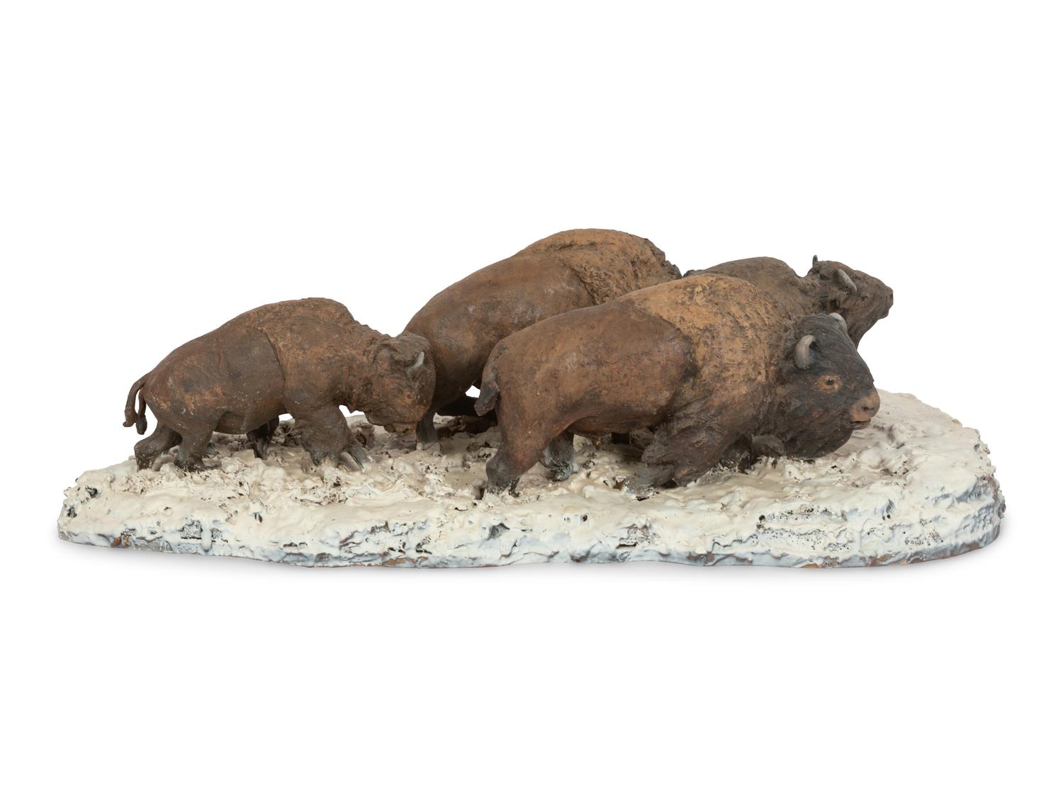 5 Buffalo In Snow