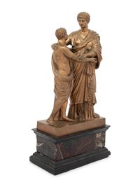 A Continental Bronze Figural Group on a Marble Base