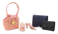 A Collection of Four Versace Accessories, 1990s Pink: 11" L x 4" W x 10" H; handle drop: 7.5"