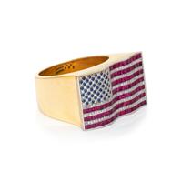 RUBY, DIAMOND AND SAPPHIRE AMERICAN FLAG RING