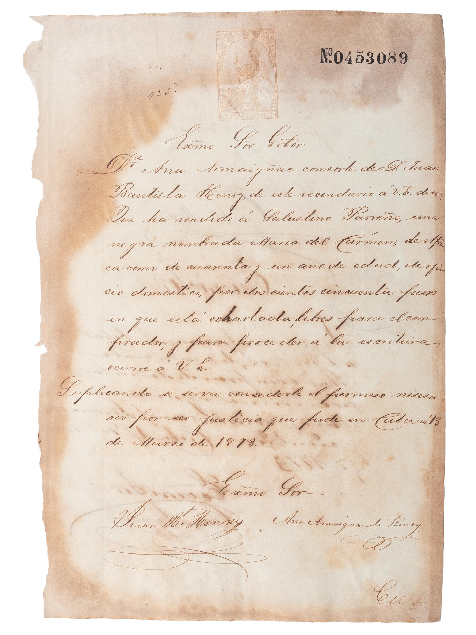 [SLAVERY & ABOLITION - CUBA]. A group of 11 manumission and sale documents for enslaved persons in Cuba.