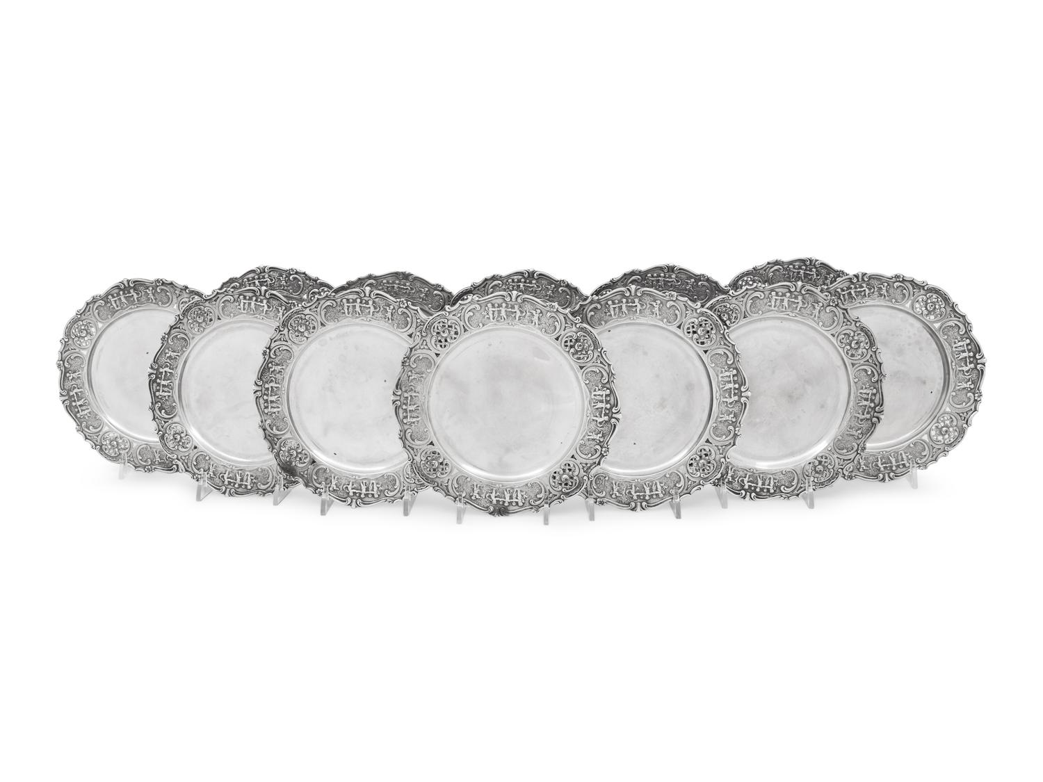 A Set of Twelve American Silver Bread Plates
