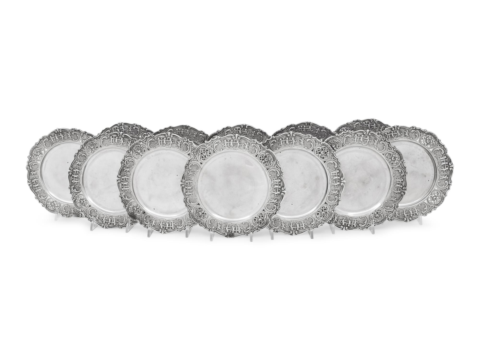 A Set of Twelve American Silver Bread Plates