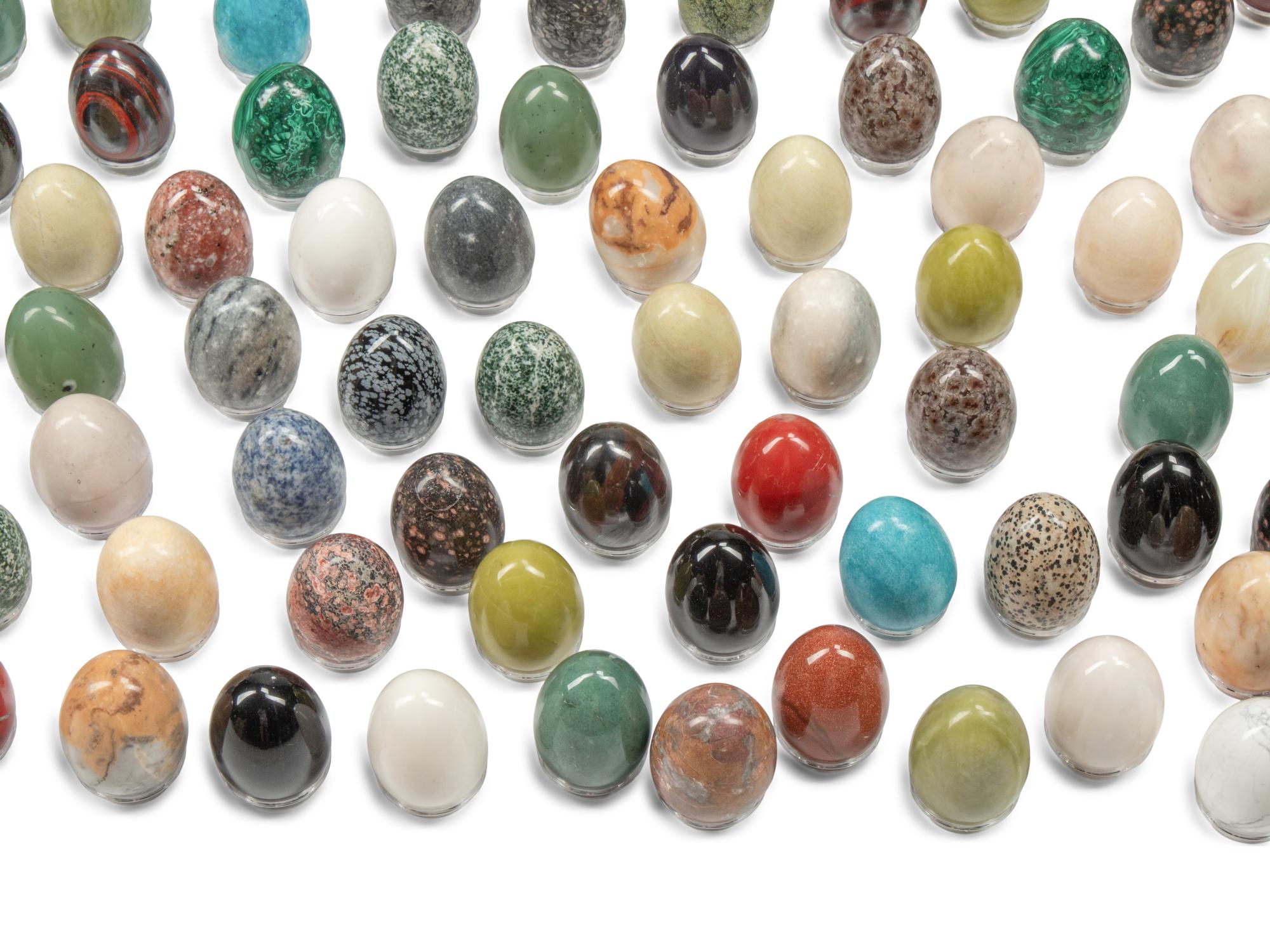A Collection of Hardstone and Semi-Precious Stone Eggs