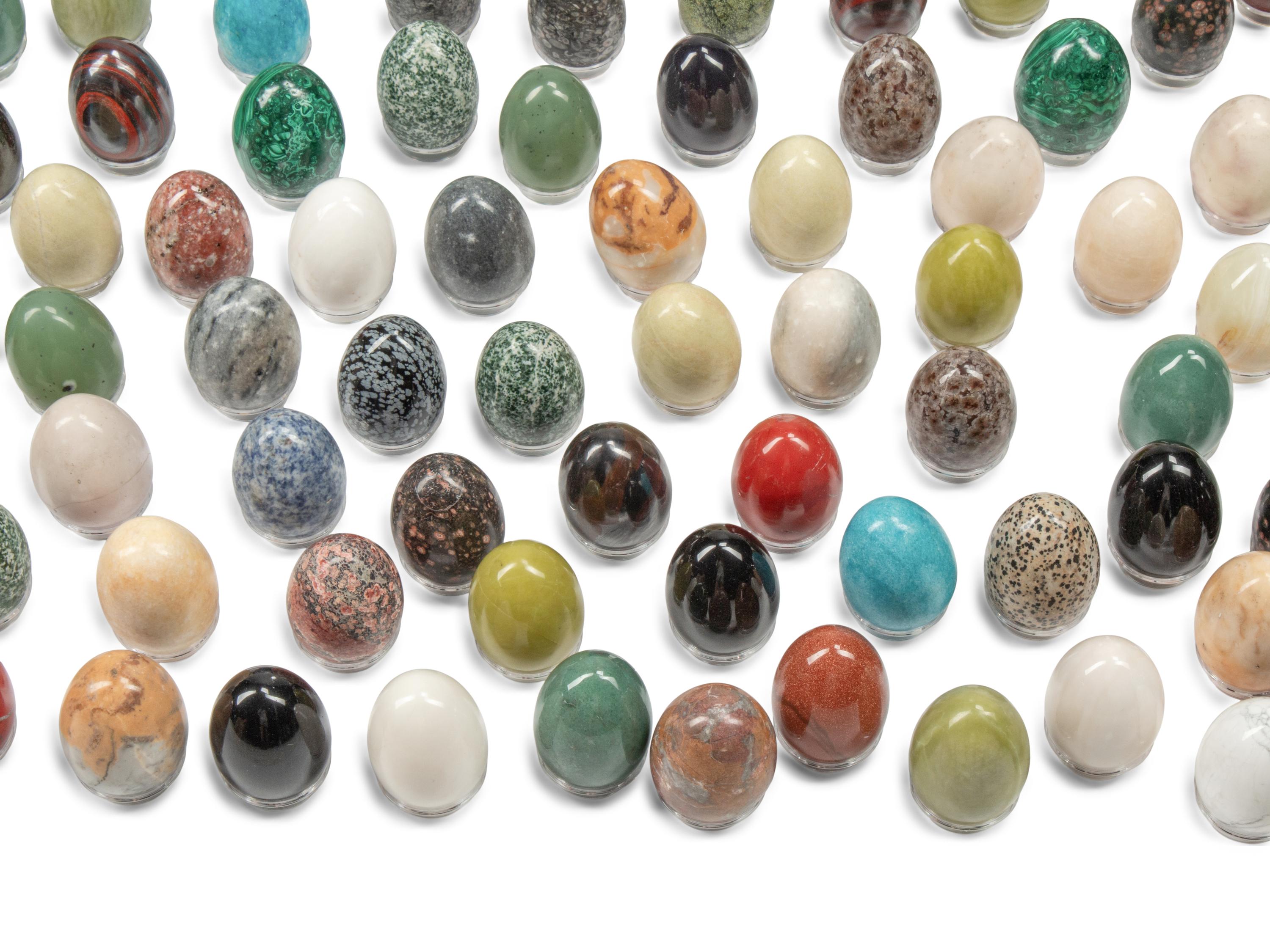 A Collection of Hardstone and Semi-Precious Stone Eggs