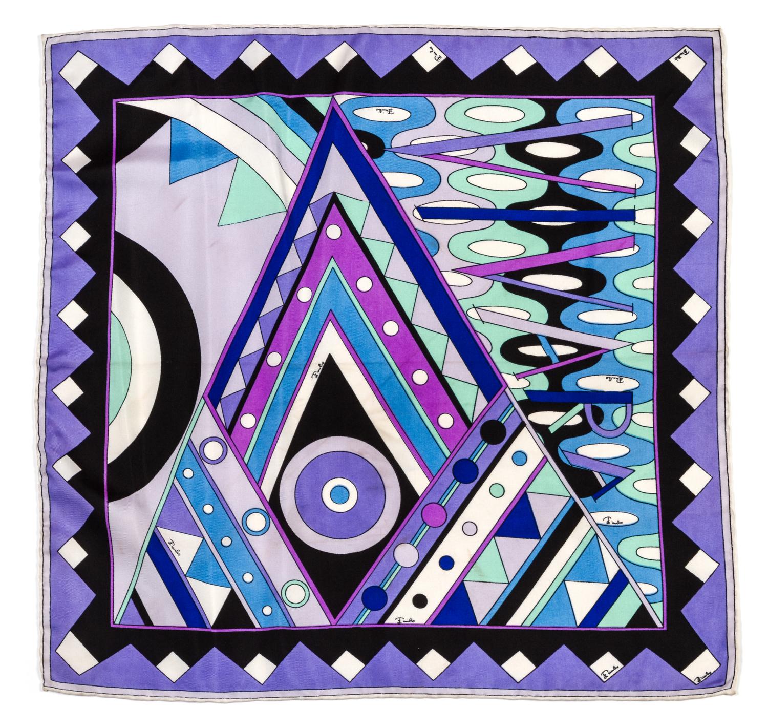 A Group of Five Emilio Pucci Print Scarves,