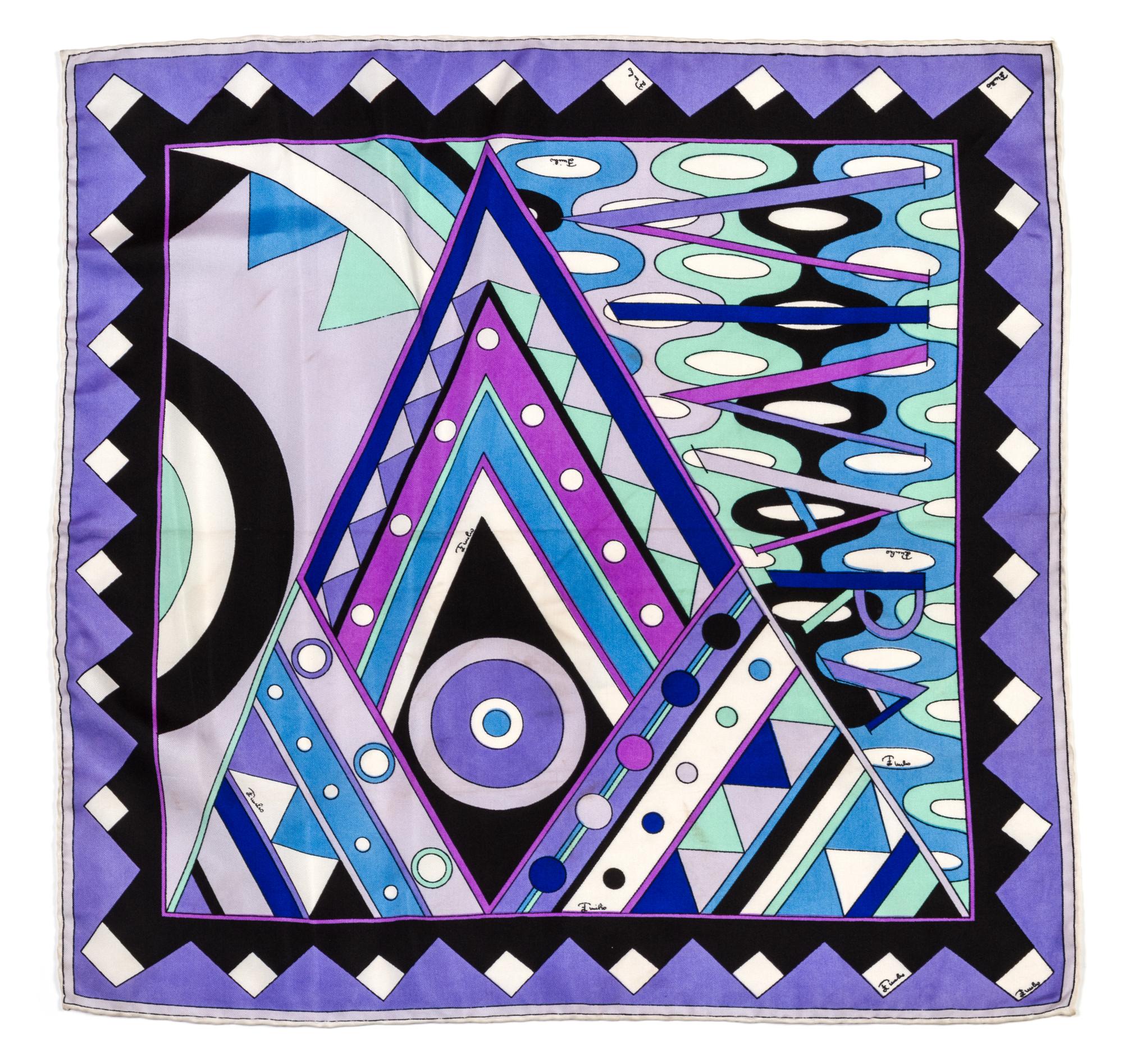 A Group of Five Emilio Pucci Print Scarves,