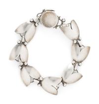 GEORG JENSEN, STERLING SILVER TULIP NECKLACE AND BRACELET